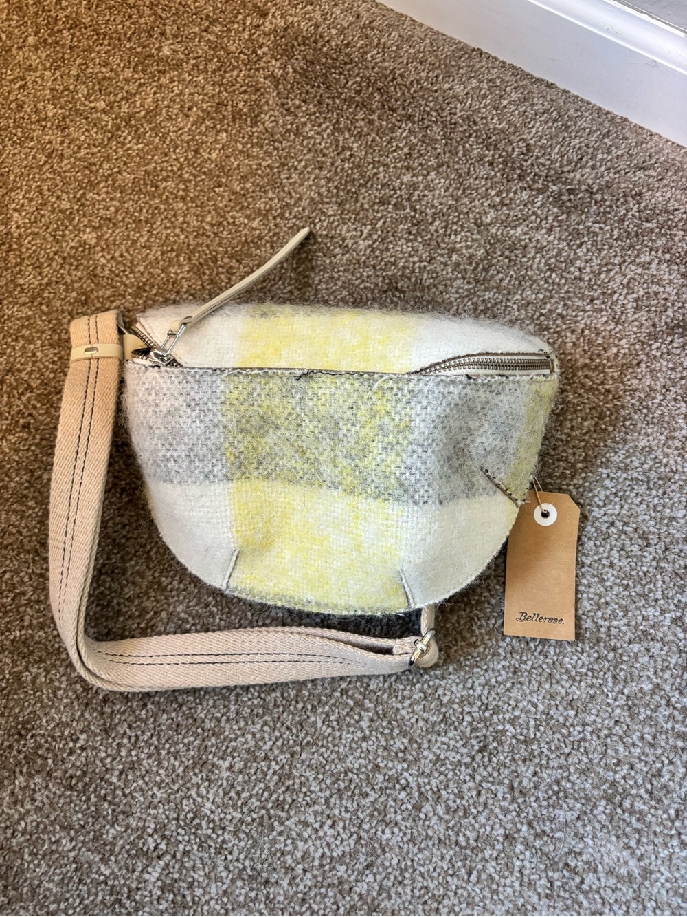 Bellerose Cream, Yellow & Light Gray Plaid Crossbody Bag